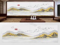 金色山水风景图片唯美